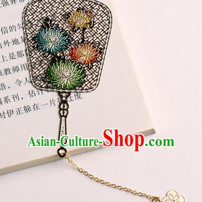 Traditional Chinese Chrysanthemum Fan Bookmarks China Craft Bookmark