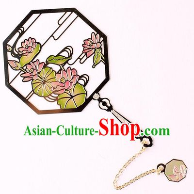 Traditional Chinese Carving Lotus Fan Bookmarks China Craft Bookmark
