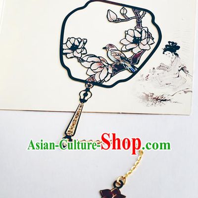 Traditional Chinese Carving Yulan Magnolia Fan Bookmarks China Craft Bookmark