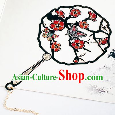 Traditional Chinese Carving Plum Butterfly Fan Bookmarks China Craft Bookmark