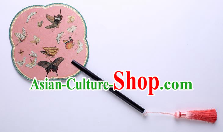 Traditional Chinese Printing Butterfly Pink Palace Fan China Classical Hanfu Silk Fans Traditional Chinese Printing Butterfly Pink Palace Fan China Classical Hanfu Silk Fans