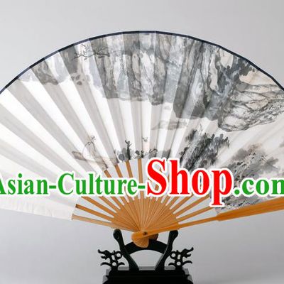 Traditional Chinese Handmade Ink Painting Paper Folding Fan China Bamboo Fan Oriental Fan