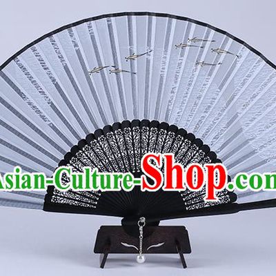 Traditional Chinese Handmade Printing Fishes Silk Folding Fan China Accordion Fan Oriental Fan