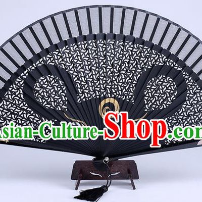 Traditional Chinese Handmade Carving Zodiac Rat Folding Fan China Bamboo Accordion Fan Oriental Fan