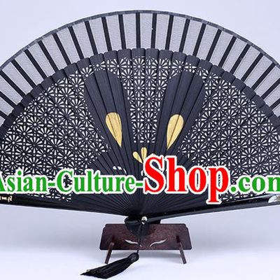 Traditional Chinese Handmade Carving Zodiac Rabbit Folding Fan China Bamboo Accordion Fan Oriental Fan