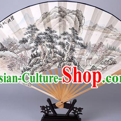 Traditional Chinese Handmade Ink Painting Landscape Paper Folding Fan China Accordion Fan Oriental Fan