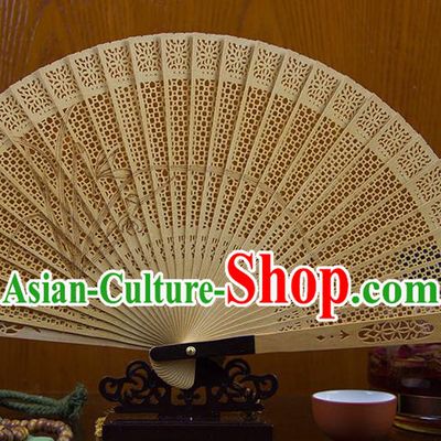 Traditional Chinese Hand Painting Orchid Sandalwood Fan China Accordion Folding Fan Oriental Fan