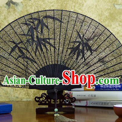 Traditional Chinese Hand Painting Bamboo Ebony Fan China Accordion Folding Fan Oriental Fan