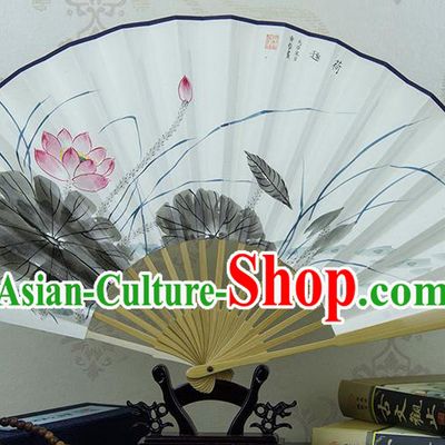 Traditional Chinese Hand Painting Lotus Paper Fan China Accordion Folding Fan Oriental Fan