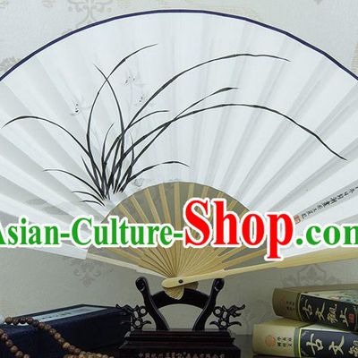 Traditional Chinese Hand Painting Orchid Paper Fan China Accordion Folding Fan Oriental Fan