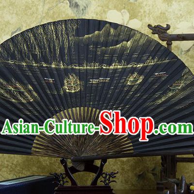 Traditional Chinese Hand Painting Su Causeway Mulberry Paper Fan China Accordion Folding Fan Oriental Fan