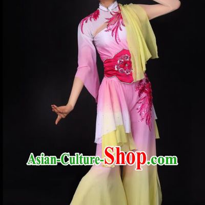 Chinese Traditional Yangko Dance Pink Dress Folk Dance Stage Performance Costume for Women