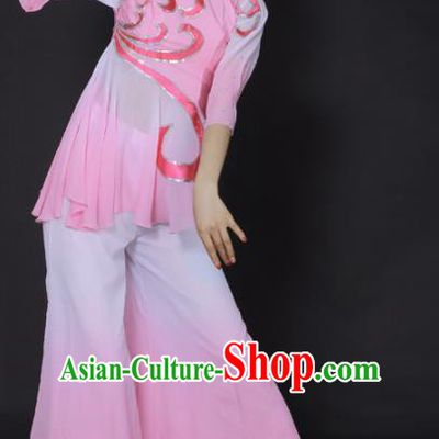 Chinese Traditional Yangko Dance Pink Outfits Folk Dance Stage Performance Costume for Women