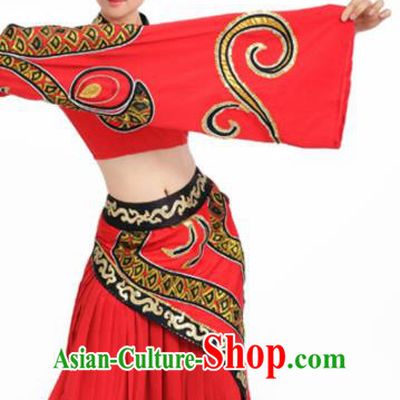 Chinese Fan Dance Umbrella Dance Red Dress Traditional Classical Dance Stage Performance Costume for Women