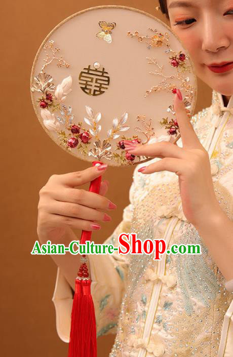 Chinese Traditional Handmade Hanfu Pomegranate Palace Fans Classical Wedding Silk Fan for Women Chinese Traditional Handmade Hanfu Pomegranate Palace Fans Classical Wedding Silk Fan for Women