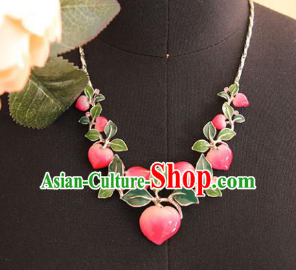Chinese Traditional Hanfu Flat Peach Necklace Accessories Ancient Goddess Necklet for Women Chinese Traditional Hanfu Flat Peach Necklace Accessories Ancient Goddess Necklet for Women