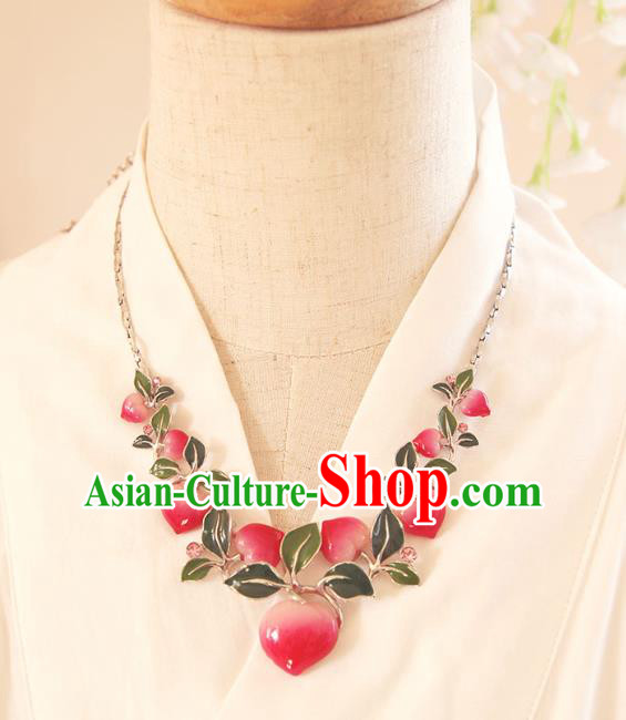 Chinese Traditional Hanfu Flat Peach Necklace Accessories Ancient Goddess Necklet for Women Chinese Traditional Hanfu Flat Peach Necklace Accessories Ancient Goddess Necklet for Women