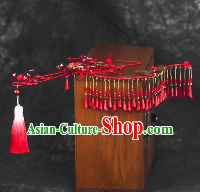 Chinese Traditional Red Tassel Palace Fans Handmade Classical Hanfu Wedding Fan for Women Chinese Traditional Red Tassel Palace Fans Handmade Classical Hanfu Wedding Fan for Women