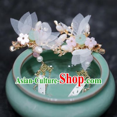 Chinese Traditional Hanfu Silk Flowers Hair Claws Ancient Hair Accessories for Women