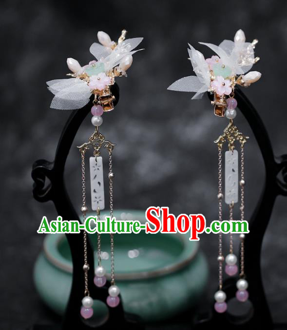 Chinese Traditional Hanfu Silk Flowers Hair Claws Ancient Hair Accessories for Women Chinese Traditional Hanfu Silk Flowers Hair Claws Ancient Hair Accessories for Women