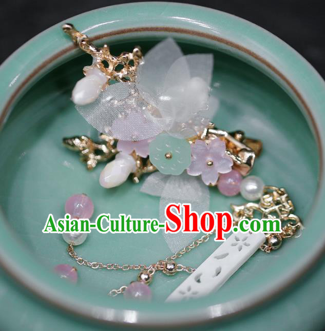 Chinese Traditional Hanfu Silk Flowers Hair Claws Ancient Hair Accessories for Women Chinese Traditional Hanfu Silk Flowers Hair Claws Ancient Hair Accessories for Women