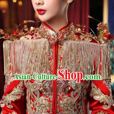 Chinese Ancient Wedding Shoulder Accessories Traditional Bride Xiuhe Suits Tippet for Women