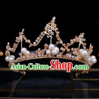 Top Grade Bride Beads Royal Crown Wedding Hair Accessories for Women