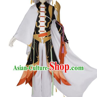 Traditional Chinese Cosplay General White Costume Ancient Swordsman Hanfu Clothing for Men