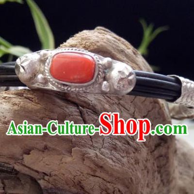 Chinese Zang Nationality Bracelet Handmade Traditional Tibetan Ethnic Jewelry Accessories for Women