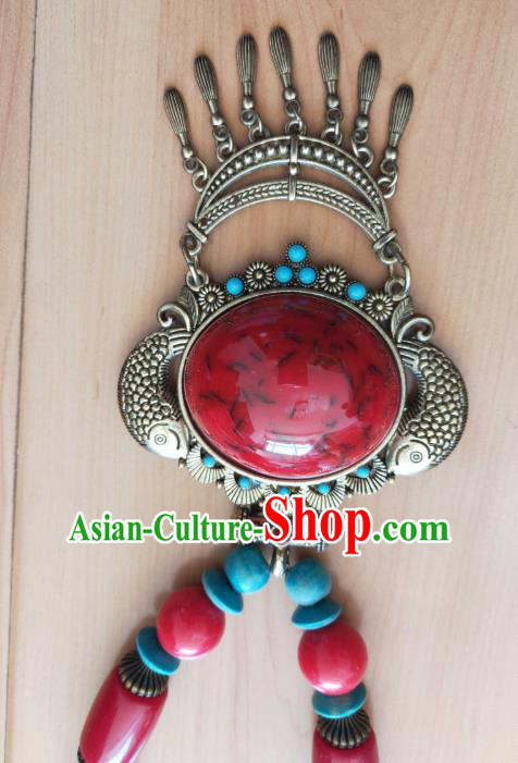 Handmade Chinese Zang Nationality Necklace Traditional Tibetan Ethnic Jewelry Accessories for Women Handmade Chinese Zang Nationality Necklace Traditional Tibetan Ethnic Jewelry Accessories for Women