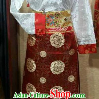 Chinese Zang Nationality Costume Traditional Tibetan Ethnic White Blouse for Women