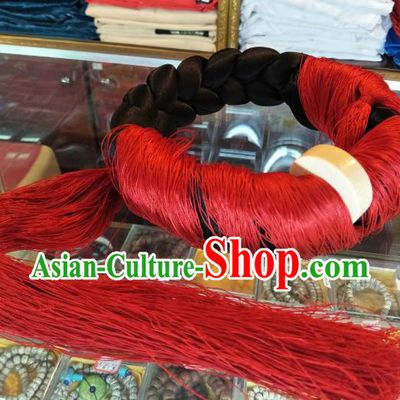Handmade Chinese Zang Nationality Red Tassel Hat Traditional Tibetan Ethnic Hair Accessories for Women
