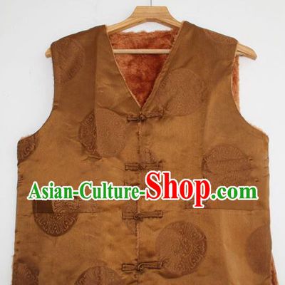 Chinese Tibetan Buddhism Woolen Vest Traditional Monk Waistcoat Upper Outer Garment for Men