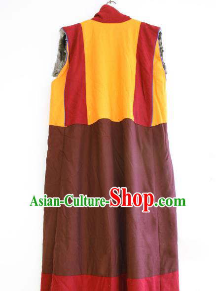 Chinese Tibetan Buddhism Winter Long Vest Traditional Monk Cape for Men Chinese Tibetan Buddhism Winter Long Vest Traditional Monk Cape for Men