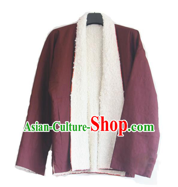 Chinese Tibetan Buddhism Lamb Wool Jacket Traditional Monk Upper Outer Garment for Men Chinese Tibetan Buddhism Lamb Wool Jacket Traditional Monk Upper Outer Garment for Men
