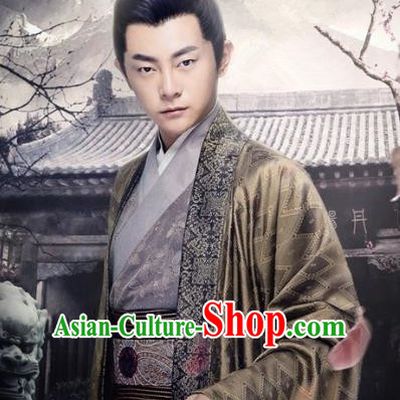 Historical Drama Love is More Than A Word Chinese Ancient Swordsman Cui Jiong Costume and Headpiece for Men