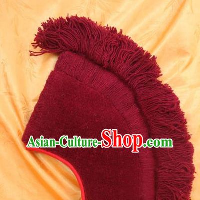 Handmade Chinese Tibetan Buddhism Wine Red Cockscomb Hat Traditional Zang Nationality Monk Hat for Men