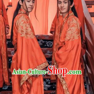 Chinese Ancient Bridegroom Historical Drama Love is More Than A Word Wedding Costume and Headpiece for Men