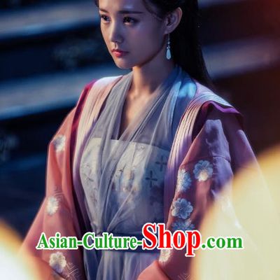 Chinese Ancient Courtesan Historical Television Bloody Romance Wan Mei Hanfu Dress and Headpiece for Women