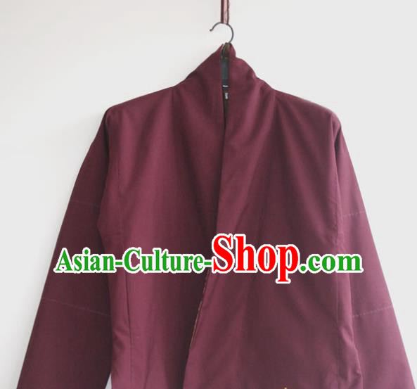 Chinese Tibetan Buddhism Wine Red Jacket Traditional Monk Upper Outer Garment for Men Chinese Tibetan Buddhism Wine Red Jacket Traditional Monk Upper Outer Garment for Men