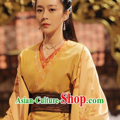 Chinese Ancient Princess Costume Historical Television Bloody Romance Dress and Headpiece for Women
