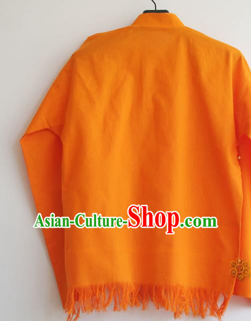 Chinese Tibetan Buddhism Orange Shirt Traditional Monk Upper Outer Garment for Men