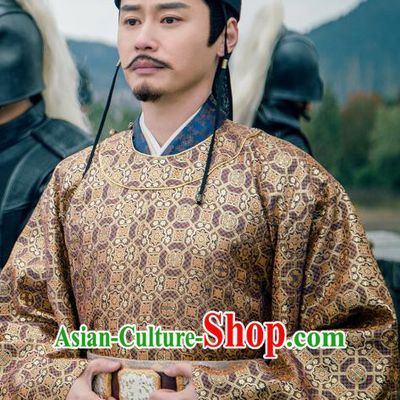 Chinese Ancient Tang Dynasty Emperor Li Shimin Clothing Historical Drama Miss Truth Costume and Headpiece for Men