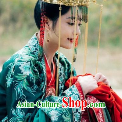 Drama Miss Truth Chinese Ancient Nobility Lady Ran Yan Wedding Hanfu Dress Tang Dynasty Costume and Headpiece for Women
