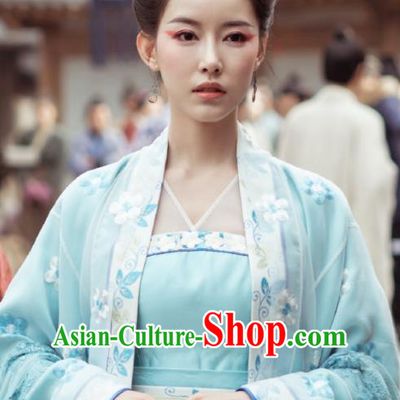 Drama Miss Truth Chinese Ancient Princess Baling Blue Hanfu Dress Tang Dynasty Costume and Headpiece for Women
