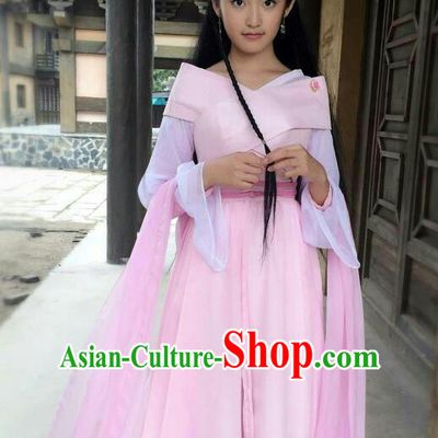 Chinese Ancient Princess Pink Hanfu Dress Drama Go Princess Go Zhang Lingling Costume and Headpiece for Women