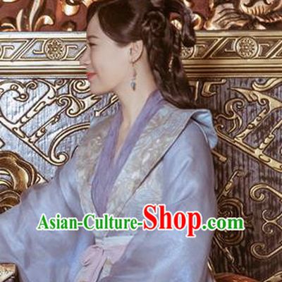 Chinese Drama The Love Lasts Two Minds Ancient Imperial Consort Purple Hanfu Dress Costume and Headpiece for Women