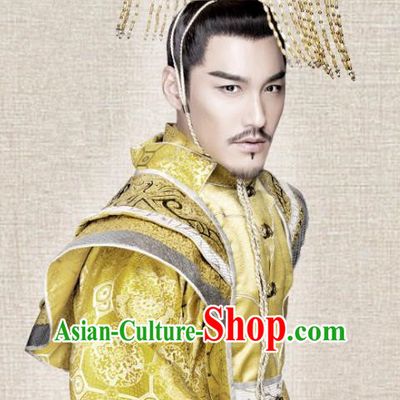 Chinese Ancient Emperor Tianhui Clothing Historical Drama Legend of Yun Xi Costume and Headpiece for Men