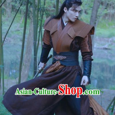 Chinese Ancient Young Swordsman Clothing Historical Drama Tao Hua Jie Costume and Headpiece for Men