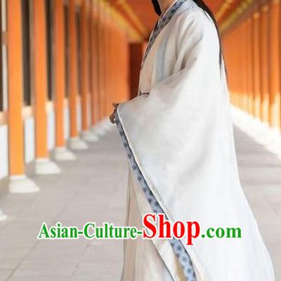 Chinese Ancient Scholar White Clothing Historical Drama Colourful Bone Costume and Headpiece for Men